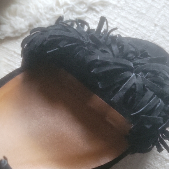 Zara Black Fringe Sandals - Picture 5 of 5